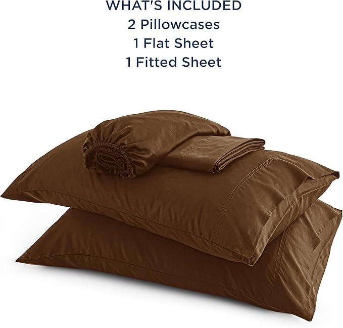 Bedsure Full Size Bed Sheets, Cooling Sheets, Rayon Derived from Bamboo, Breathable & Soft, Deep Pocket Up to 16 Inches, Hotel Luxury Silky Bedding for Hot Sleepers, Brown