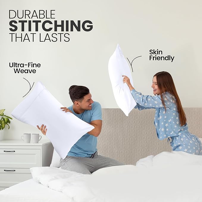 Pillow Covers by Utopia Bedding - Queen Size 2-Pack – Soft Brushed Microfiber – Perfect for Hospitals, Hotels, Guest Rooms – Oeko-TEX Certified, 20x30 Inches (White)