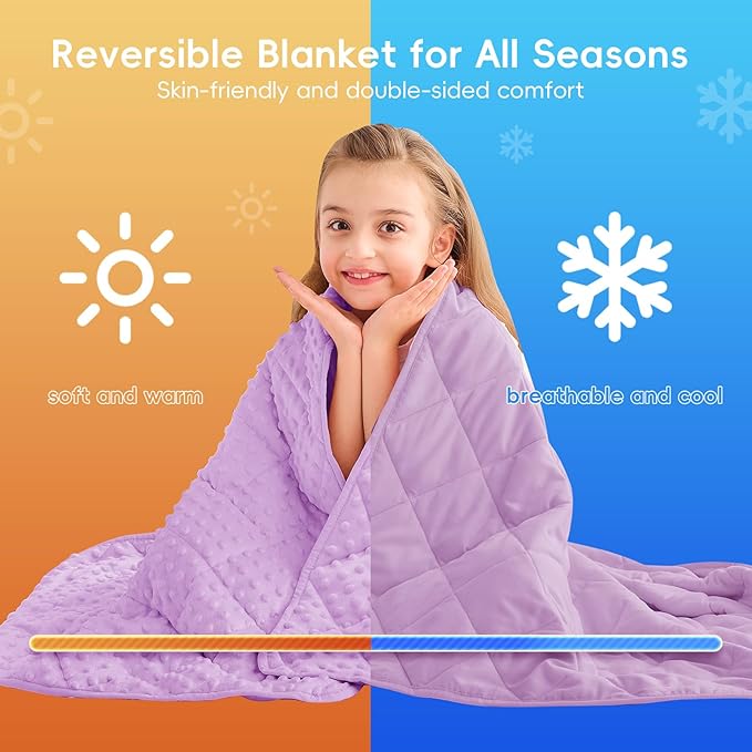 yescool Weighted Blanket 5 Pounds, Blanket Gifts for Boys and Girls, Small Weighted Throw Blankets Washable Heavy Blankets, Winter Weighted Comforter for 40-70lbs, 36 * 48in, Light Purple
