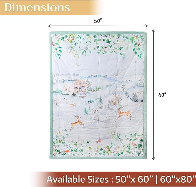 Maison d' Hermine Throw Blanket for Couch Lightweight Soft Warm Breathable Cotton Throw Blankets for Bed Girls Boys Women Men Gifts Sofa Travel Living Room Chair Bedding (50"x60", Snowy World)
