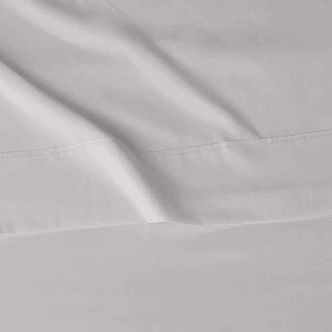 Amazon Basics Lightweight Super Soft, Wrinkle-Free Luxury Microfiber 4 Piece Bed Sheet Set with 14-Inch Deep Pockets, Full, Light Gray, Solid