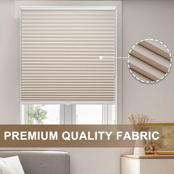MYshade 1.5-Inch Cellular Cordless Blackout Shades,Thermal Insulating Noise Reducing Waterproof Blinds,Honeycomb Window Treatments for Indoor Light Control (Beige-30 W x 72" H)