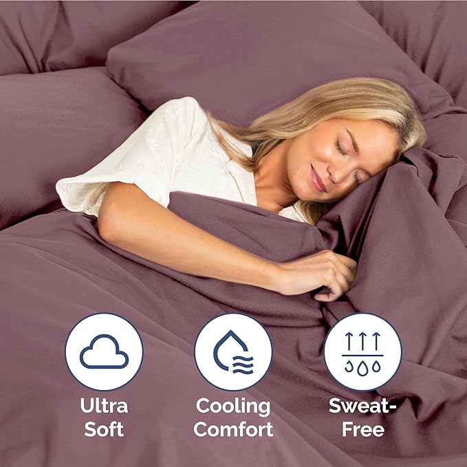 Twin XL Size 3 Piece Sheet Set - Extra Soft, Breathable & Cooling Sheets - Hotel Luxury Durable Bed Sheets for Women & Men - Deep Pockets, Easy-Fit & Wrinkle-Free Sheets - Cool Plum Oeko-Tex Sheets