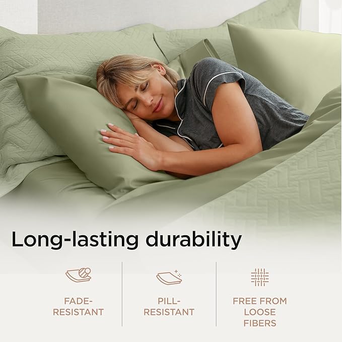 Threadmill Luxury 800 Thread Count Twin 100% Cotton Sheets - Sage Green Bed-Sheets, Sateen Weave Better Than Egyptian Cotton,3 Pc Solid Soft Bedding Set, Fits 15" Deep Pocket