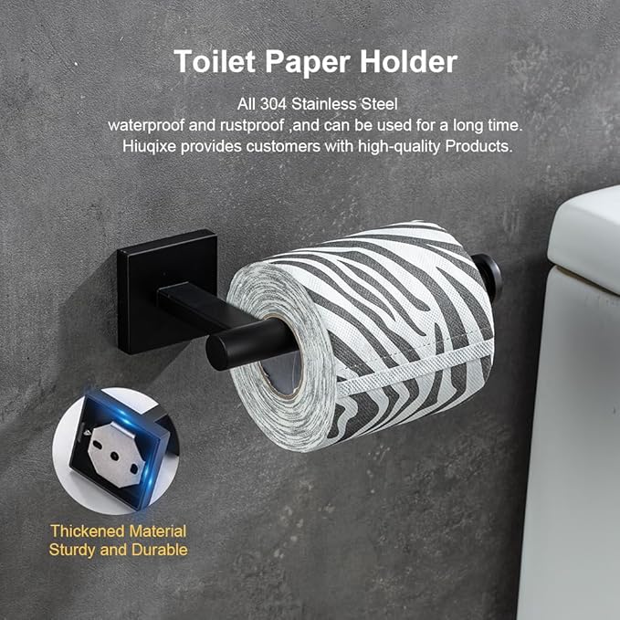 Modern Matte Black 304 Stainless Steel Toilet Paper Holder Wall Mounted Permanent Bathroom Tissue Roll Holder Toilet Paper Roll Holder Luxe Finish Toilet Roll Holder Sleek Stylish toilet tissue holder