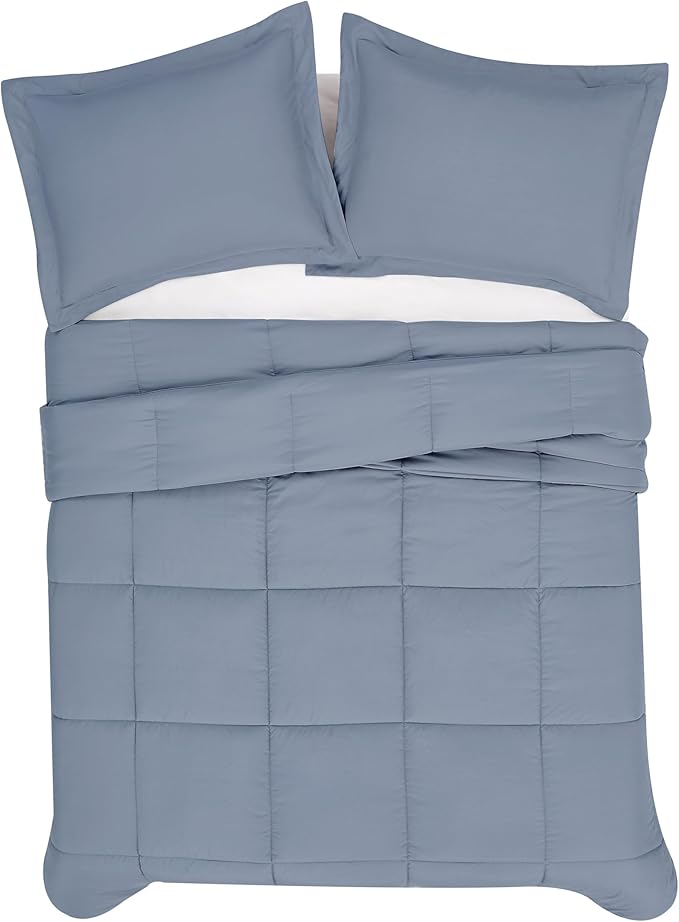 London Fog Garment Washed Solid Comforter Set Blue Microfiber 2-Piece Twin XL Comforter Set, Solid Themed, Adult and Teen, Oeko-TEX Certified