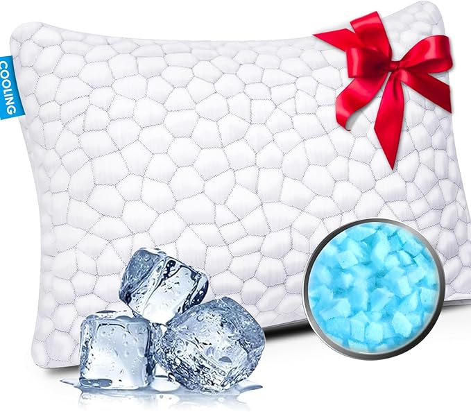 SUPA MODERN Cooling Bed Pillows for Sleeping 1 Pack Shredded Memory Foam Pillows Adjustable Cool Pillow