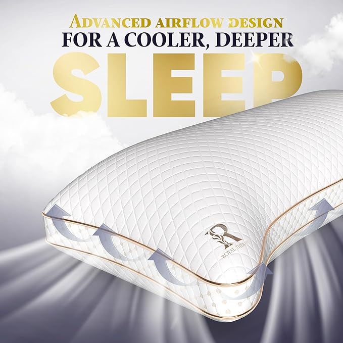 Royal Therapy King Memory Foam Pillow, Adjustable Shredded Odor-Free Pillow for Neck & Shoulder Pain Relief, Support for Back, Stomach, Side Sleepers