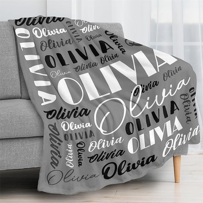 Name Blanket Personalized Blanket for Adult Kids Flannel Customize Throw Blanket Custom (Color 12, 40 x 50 Inches)