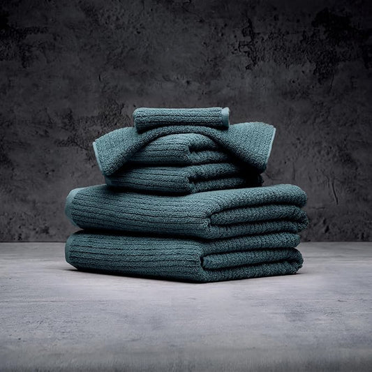 LUXOME Luxury Performance 6-Piece Bath Towel Set | Dual-Loop Design | Ultra Soft | Highly Absorbent | Quick Drying | Ocean