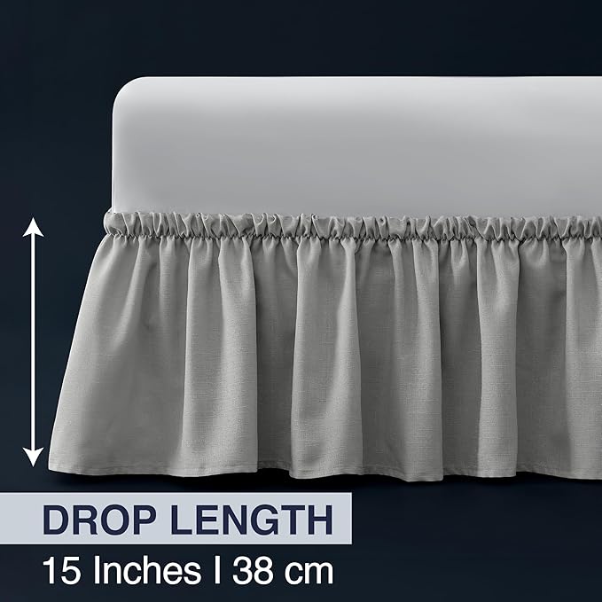 Bed Skirt King/California King Bed Skirt Wrap Around Ruffled Box Spring Cover, Easy Install, Washable 15" Drop Elastic Dust Ruffle by Casual Living, Easy Install, 78-inch x 80-inch, Grey
