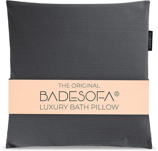 BADESOFA® Luxury Bath Pillow M - Lusciously Soft & Comfortable Tub Pillow for Bathtub - Washable & Quick-Drying Bath Back Pillow - Non-Slip Full Body Tub Pillow - Luxury Spa Cushion in Charcoal