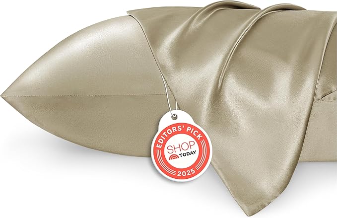 Bedsure Body Pillow Cover 20x54 Inches - Khaki Satin Similar to Silk Pillowcase for Hair and Skin, Cooling and Silky Long Body Pillow Pillowcase with Envelope Closure, Gifts for Women Men