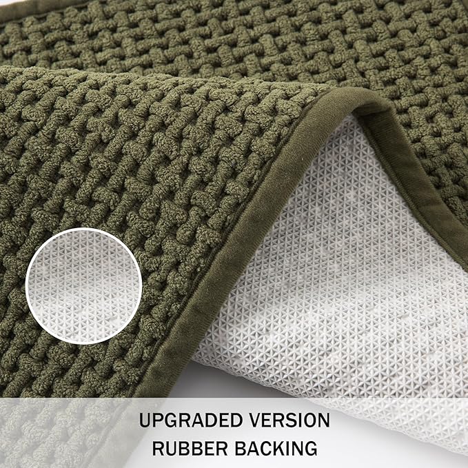 Bathroom Rugs Non Slip Washable, Super Absorbent Thin Bath Mat for Small Quick Dry Low Pile Bathroom Rug, (Dark Green, 47″x20″)