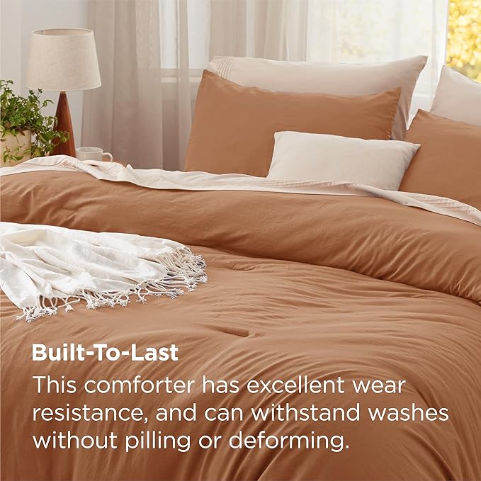 Bedsure Queen Size Comforter Set, Pumpkin Soft Prewashed Bedding for All Seasons, 3 Pieces GentleSoft™ Warm Down Alternative Bed Set, 1 Lightweight Comforter (90"x90") and 2 Pillowcases (20"x26")