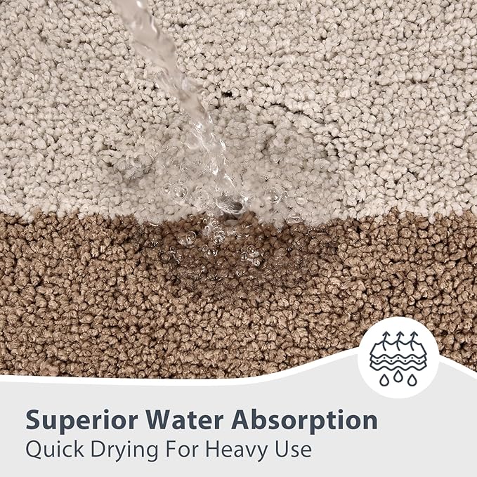Bathroom Rugs 30" x 60", Non-Slip Extra Soft Absorbent Bath Rugs, Machine Washable Quick Dry Bath Mats for Bathroom Floor, Shower, Bathtub and Sink, Beige & Grayish Brown