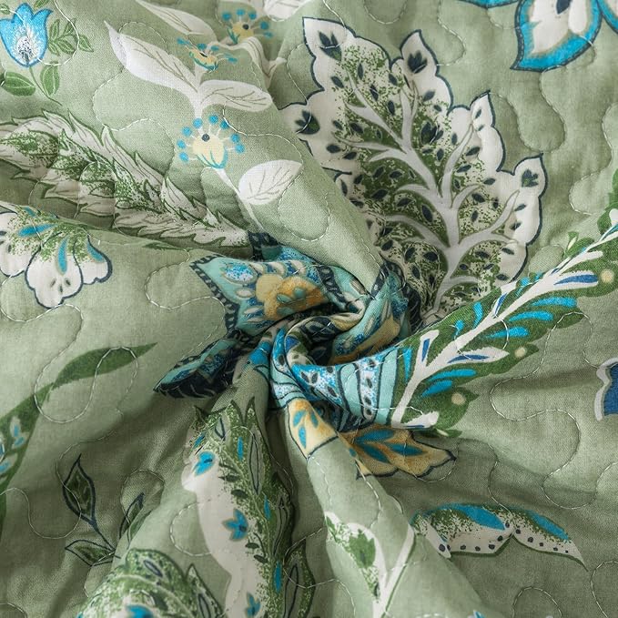 BEDIFANY Farmhouse King Quilt Bedding Set - Cotton Lightweight Bedspread with Floral Pattern, 98x106 Inch All Season Coverlet Set, 3 Piece (Quilt + 2 Pillow Shams)