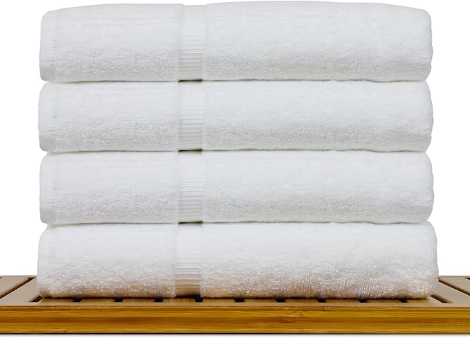 Luxury Hotel & Spa Ultra Soft Bath Towels 100% Turkish Cotton - White - Set of 4