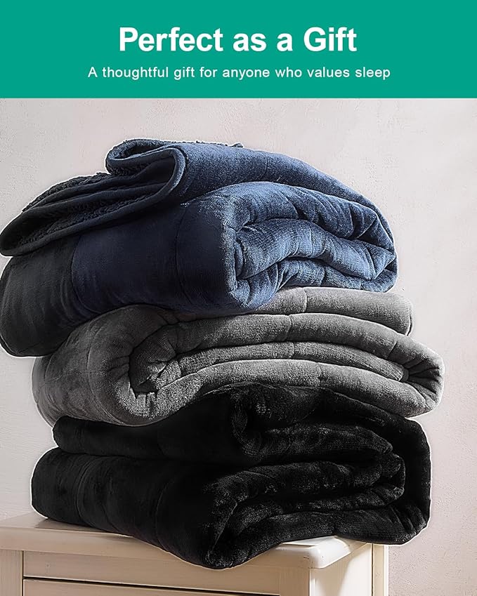 Super Fuzzy Soft Sherpa Fleece Weighted Blanket, 15 lbs Dual Sided Fluffy Heavy Weighted Blankets for Adults - No Bunching with Double Layers of Soft Inner Lining (60"x 80", 15 Pounds)
