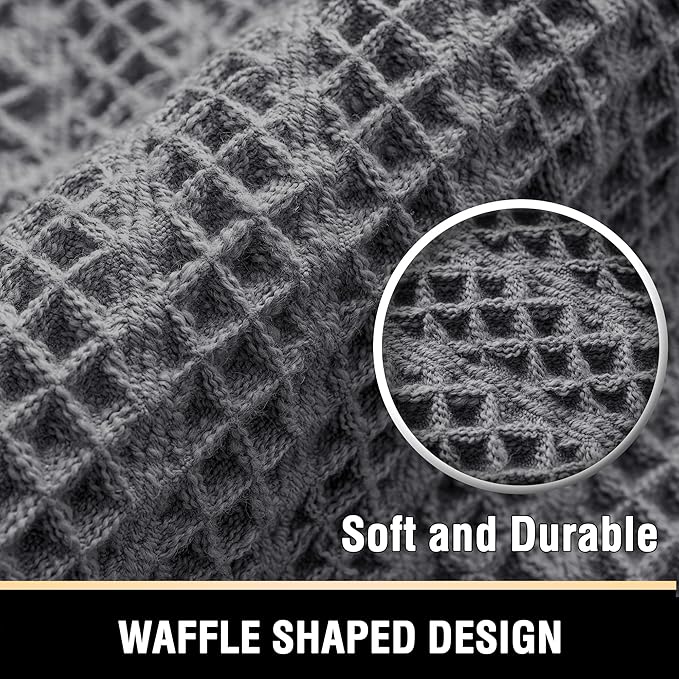 H.VERSAILTEX Waffle Bath Mat Super Absorbent Boho Bath Mat Non Slip Bath Rugs for Bathroom Floor Machine Washable Dry Fast Bathroom Rugs with Tassels, 24" x 36", Gray