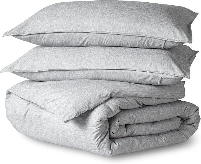 Bare Home Bedding Duvet Cover Full Size - Premium 1800 Super Soft Collection - Lightweight, Duvet Cover - Soft Textured Bedding (Full, Heathered Pewter)