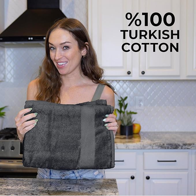 TEXTILOM 6 Pcs Bath Towel Set – Hotel and Spa Quality & Soft & Absorbent & Quick Dry Bath Towels for Bathroom –100% Turkish Cotton Bathroom Towels Set (2 Bath Towels,2 Hand Towels,2 Washcloths)-Black