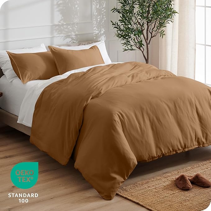 Bare Home Bedding Duvet Cover Extra Long Size - Premium 1800 Super Soft Collection - Lightweight, Cooling - Soft Breathable Bedding Duvet Cover (Twin/Twin XL, Caramel)