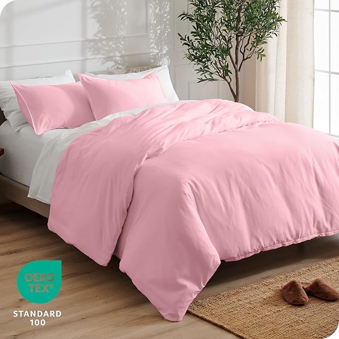 Bare Home Bedding Duvet Cover California King Size - Premium 1800 Super Soft Collection - Lightweight, Cooling - Soft Breathable Bedding Duvet Cover (Cal King, Light Pink)