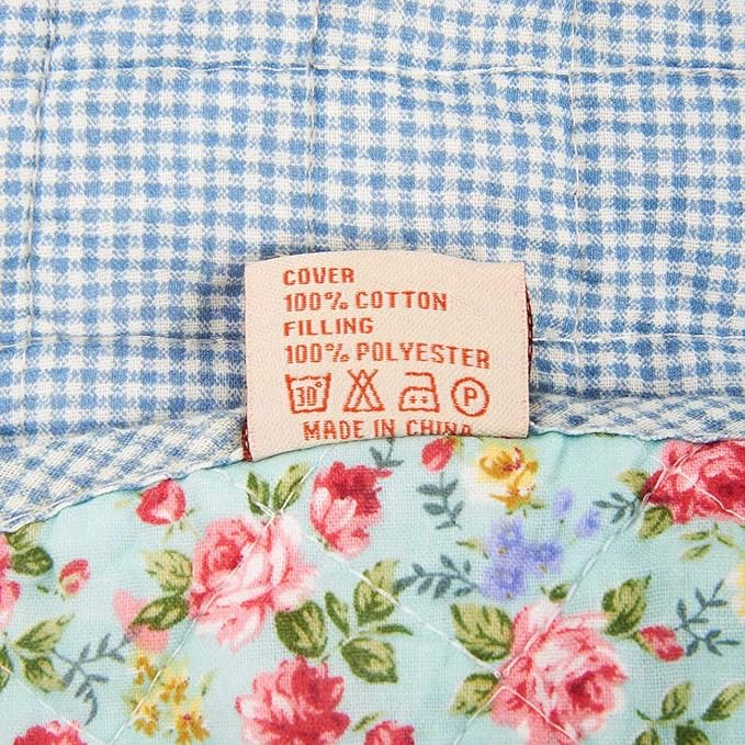 Cozyholy Original 100% Cotton Patchwork Quilt Full Queen Size Blue Floral Bedspread Coverlet Reversible Vintage Shabby Chic Quilted Throw Blanket Bed Quilt Cover for Couch Sofa