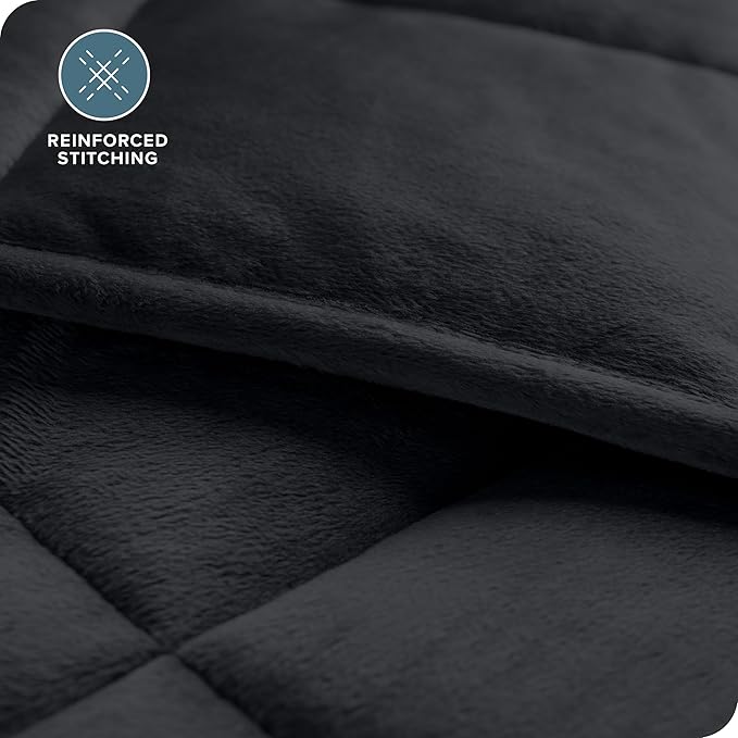 Bare Home Weighted Blanket King Size 25lb (80" x 87") for Adults - Minky Fleece - Premium Heavy Blanket Nontoxic Glass Beads (Black, 80"x87")
