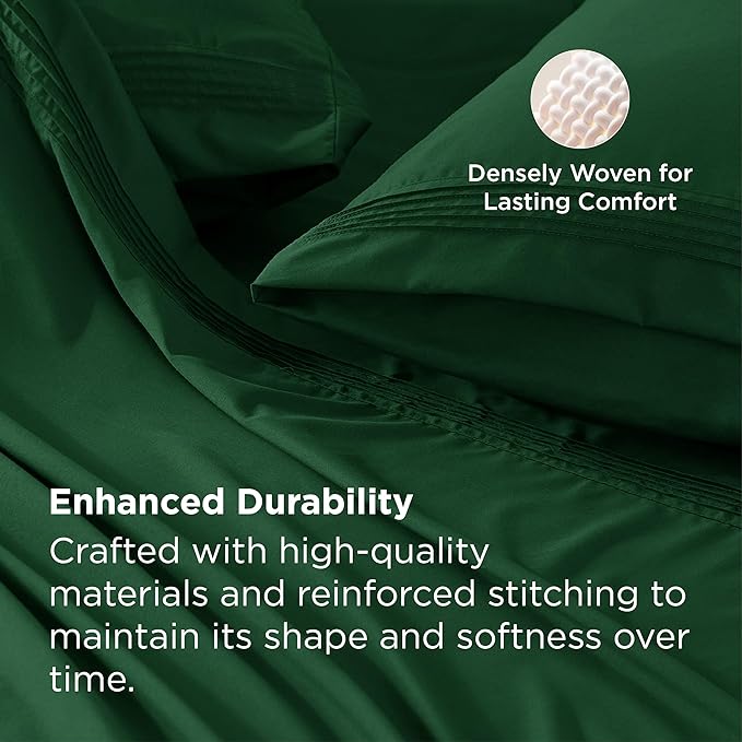 Bedsure Deep Pocket King Sheet Set - Fits Mattresses Up to 21 Inches Thick - 4 Piece GentleSoft Bed Sheets, Moisture Wicking, Soft & Cooling Bedsheet & Pillowcases, Easy & Secure Fit, Emerald Green