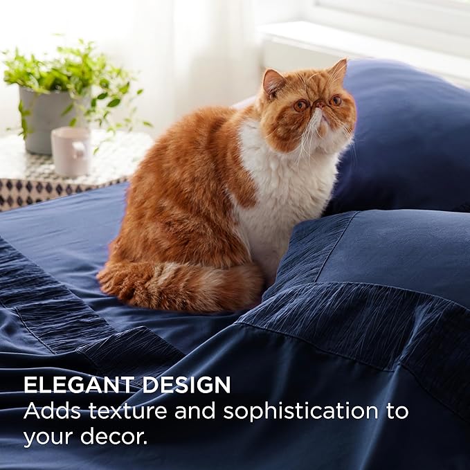 Bedsure King Size Sheets Set - 4 Pieces Soft King Sheets - Breathable & Cooling - Hotel Luxury - Easy Care Polyester Microfiber Bedding for Women, Men, Navy