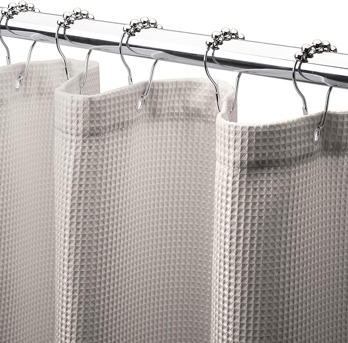 AmazerBath Waffle Shower Curtain, Khaki Shower Curtain Fabric with Waffle Weave, Hotel Quality Bathroom Shower Curtains, Heavy Duty, 72 x 72 Inches