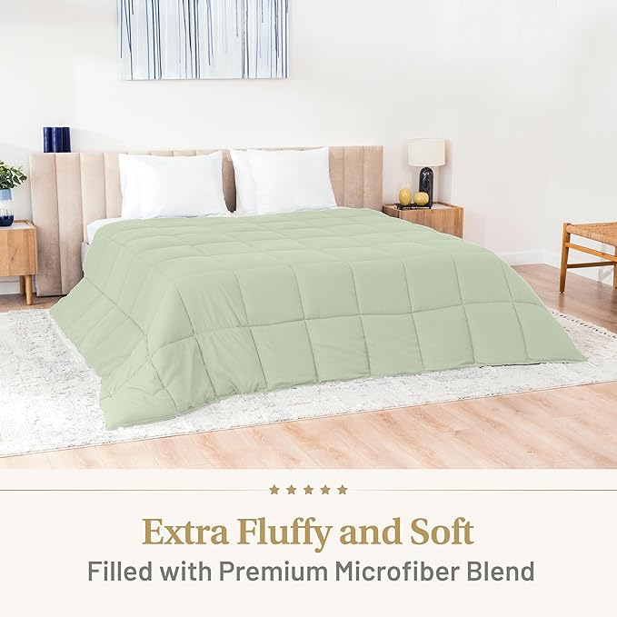 The Ultimate Luxury Fluffy Down Alternative Comforter Plush Premium Duvet Insert Thick Comforter All Season Breathable Hotel Collection Puffy Comforter (King Sage Green) …