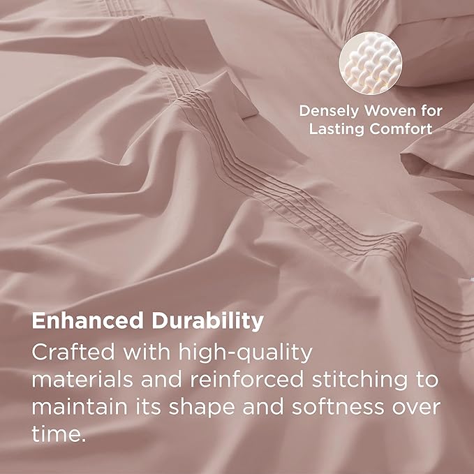 Bedsure Twin XL Sheets Dorm Bedding, GentleSoft Breathable Extra Long Twin Sheets & Pillowcases, Moisture Wicking Cooling, Deep Pocket Fits Mattress Up to 21 Inches Thick, Dusty Pink