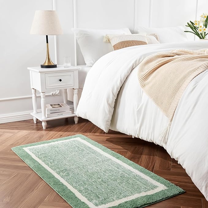 CozeCube Bath mats for Bathroom Non Slip, Fluffy Absorbent Microfiber Bath mat Washable, Aesthetic Bathroom Rugs, Long Sage Green Bath Runner, Sage Green, 59" x 24"