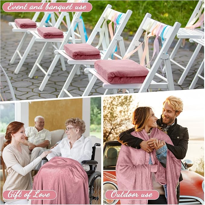 Tinideya 6 Pcs Flannel Fleece Throw Blanket Bulk 50 x 60 Inch Soft Fleece Blanket Warm Throw Blanket Coral Blankets for Couch Sofa Home Wedding Gifts Season (Light Pink)