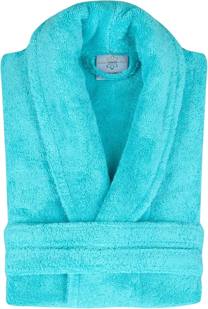 Classic Turkish Towels CTT Premium 100% Turkish Cotton Terry Cloth Bath Robe for Women & Men, Soft & Plush Long Unisex Robe