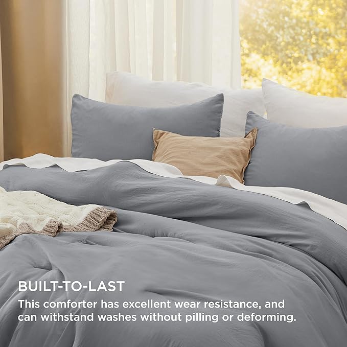 Bedsure Twin/Twin XL Comforter Set, Grey Soft Prewashed Bedding for All Seasons, 2 Pieces GentleSoft™ Warm Down Alternative Bed Set, 1 Lightweight Comforter (68"x88") and 1 Pillowcase (20"x26")