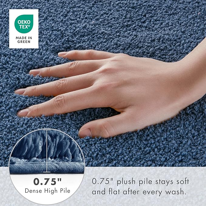 Madison Park Signature Marshmallow Bathroom Rug Non Slip, Luxrurious Plush Bath Mat, Absorbent, Quick Dry, Spa Design Bath Room Décor, 24x72, Navy