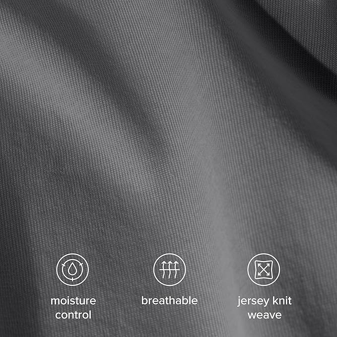 Bare Home 100% Organic Cotton Jersey Duvet Cover Set - Full/Queen Size - Ultra Soft - 100% Cotton - 3pcs - Corner Ties - Button Closure - Bedding Duvet Cover & Pillow Shams (Full/Queen, Grey)