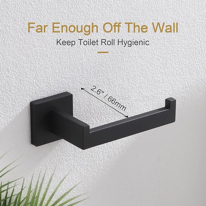 KOKOSIRI Black Toilet Paper Holders Bathroom Toilet Paper Roll Holder SUS304 Stainless Steel Contemporary Wall Mounted, 2 Pack, B2003BK-P2