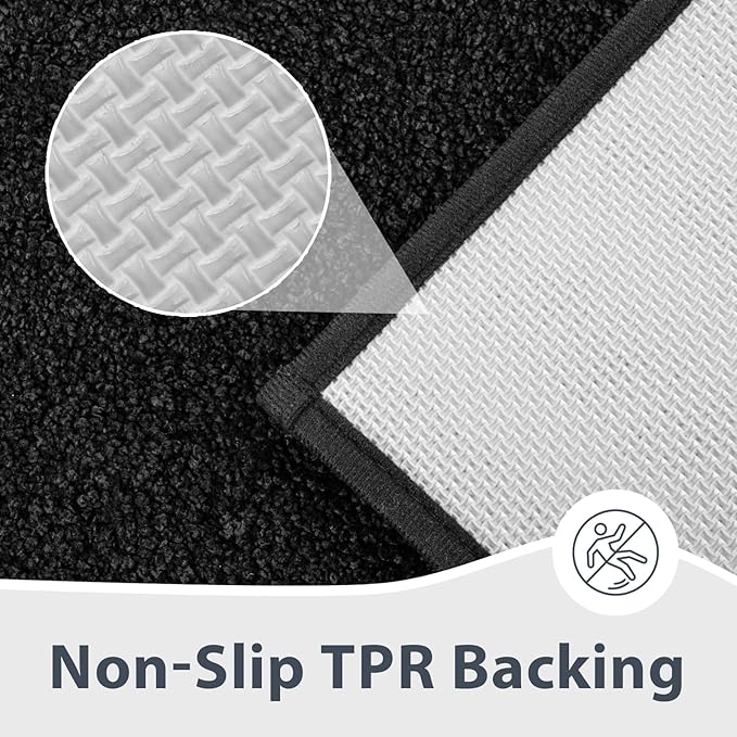 Bathroom Rugs 24" x 60", Non-Slip Extra Soft Absorbent Bath Rugs, Machine Washable Quick Dry Bath Mats for Bathroom Floor, Shower, Bathtub and Sink, Black