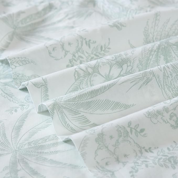 Tommy Bahama - King Sheets, Cotton Percale Bedding Set, Crisp & Cool, Stylish Bedding Set (Pen and Ink Palm Green, King)