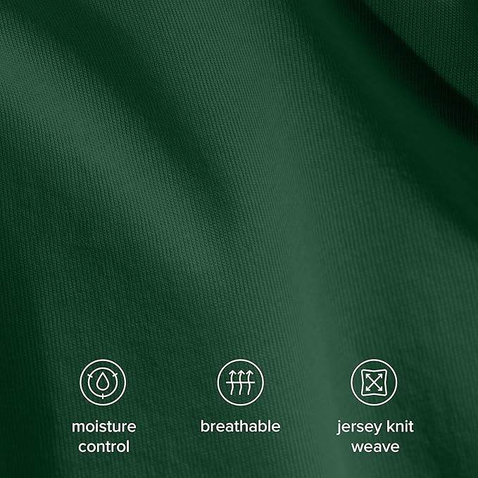 Bare Home 100% Organic Cotton Jersey Duvet Cover Set - Cal King Size - Ultra Soft - 3pc - Corner Ties - Button Closure - Bed Duvet Cover & Pillow Shams (Cal King, Forest Green)