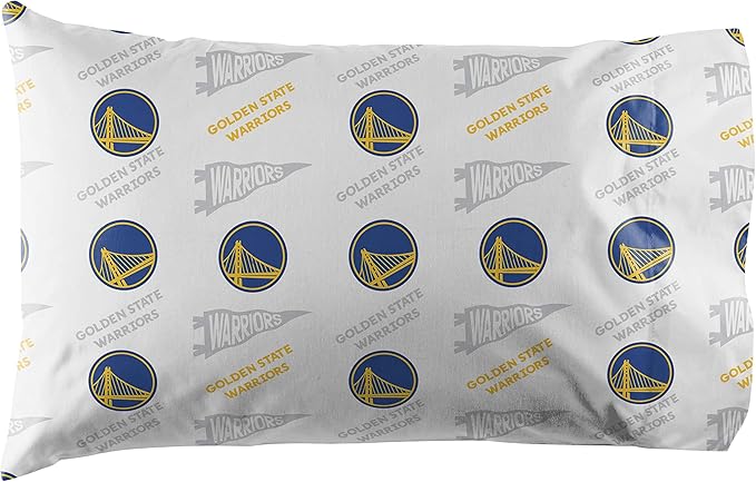 NORTHWEST Officially Licensed Golden State Warriors NBA Queen Size Sheet Set – Soft Team Logo Bedding for Dorms, Bedrooms, Fan Caves & Game Day Style