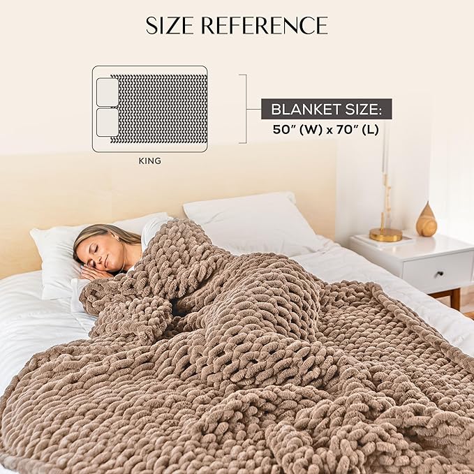 SAMIAH LUXE Chunky Knit Blanket Throw 50x70", Brown Chenille Chunky Knit Throw Blanket for Living Room Decor or Boho Decor, Thick Yarn Knitted Blankets for Couch or Bed, Cable Knitted Crochet Blankets
