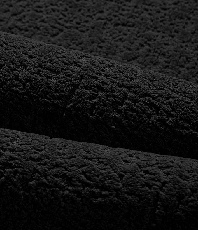 Chakme Bathroom Rug Sets 3 Piece, Ultra Thin Bath Mat Quick Dry, Absorbent, Non Slip, Machine Washable, Black