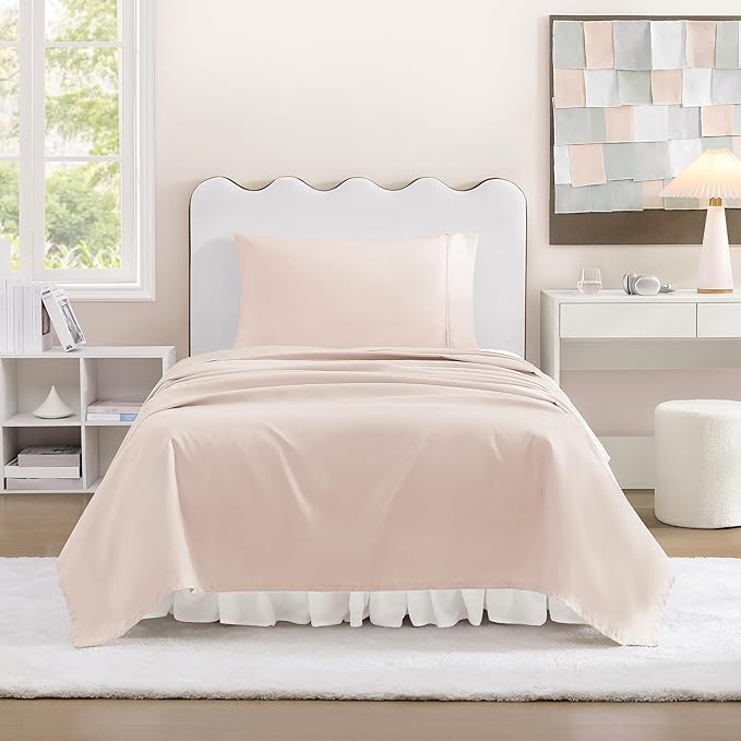 UGG Twin Sheet Set, 3-Piece Luxury Cooling Twin Sheets Set, Deep Pockets, Premium Bedding with 1 Pillow Sham, Machine Washable, Soft Lightweight, Pink (Hedi)