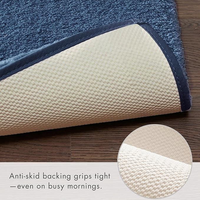Madison Park Signature Marshmallow Bathroom Rug Non Slip, Luxrurious Plush Bath Mat, Absorbent, Quick Dry, Spa Design Bath Room Décor, 20x30, Navy